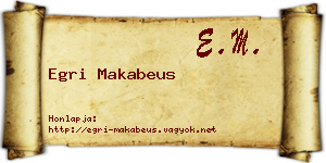 Egri Makabeus névjegykártya